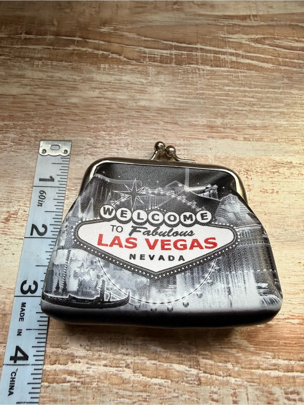 Las Vegas Black Coin Purse with Silver Frame
